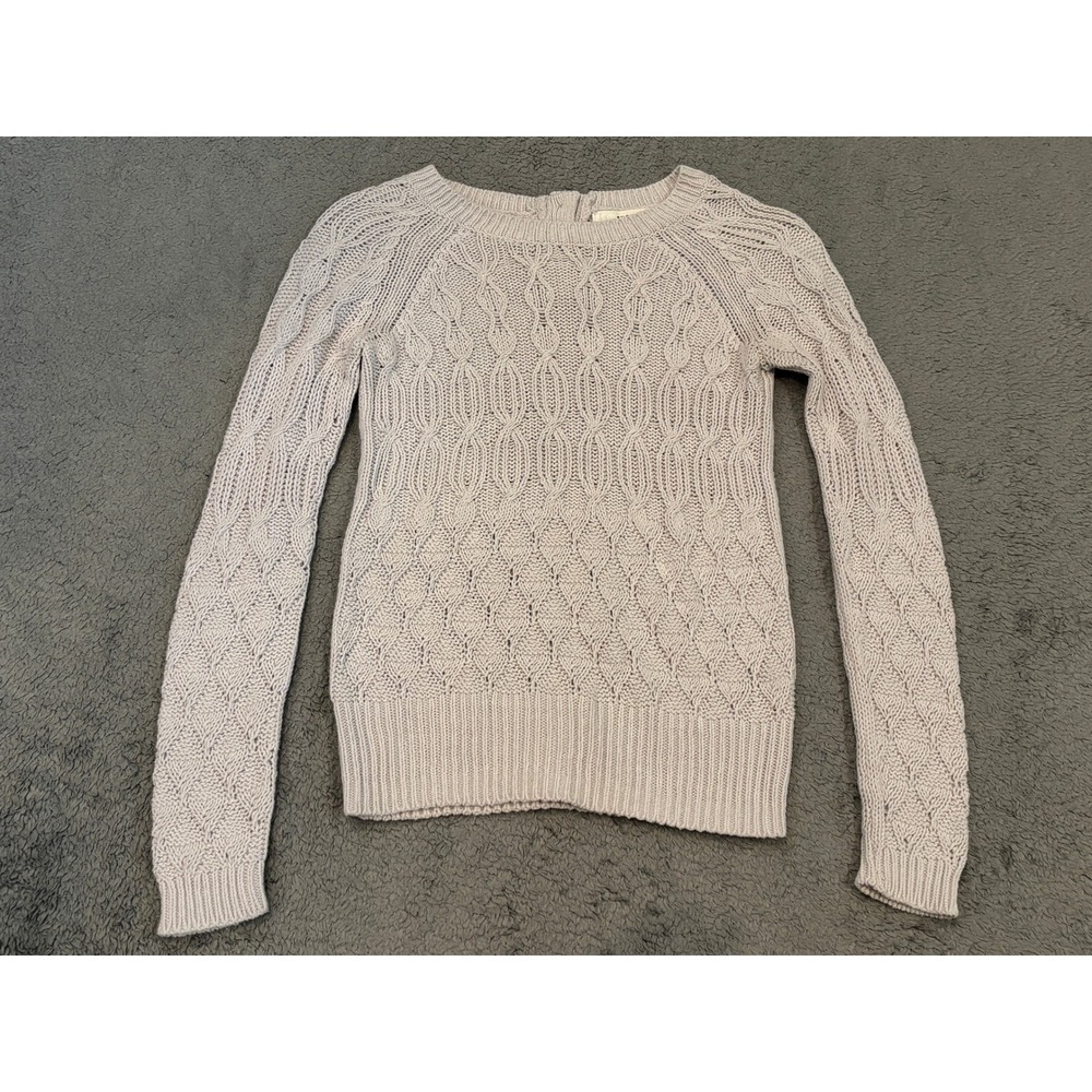 Sparrow Anthropologie Lavender Grey Cable Knit Button Back Sweater XS